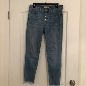 Madewell button front high rise skinny crop jeans